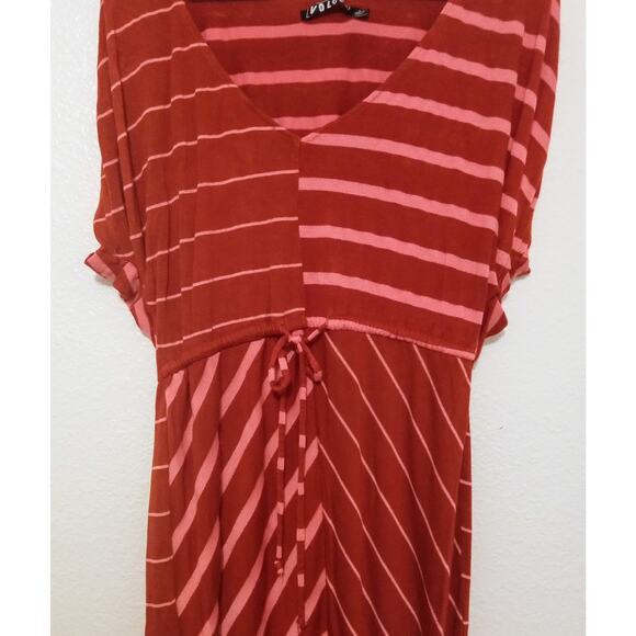 VOLCOM y2k Striped Dress Pink and red stretchy sleeveless midi dress SZ S/P - Picture 4 of 4